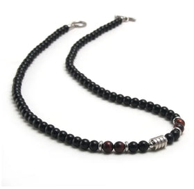 New Wholesale Pretty 18K Gold Plated Jewelry Tiger Eye Black Agate Men Necklace Natural Stone Beaded Necklace for Men Jewelry