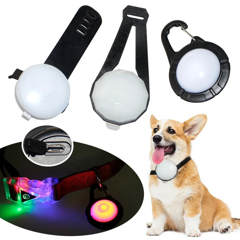 OEM USB Rechargeable Water Resistant Super Bright Flashing LED Clip Pet Pendant Safety Dog Anti Lost Collar Lights Accessories