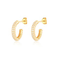 Pair S925 Sterling Silver Elegant Luxury CC Multi-row Inlaid Stone Trend Hoop Stud Earrings