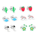 ODM Nickel Free Stainless Steel Lovely Cute Enamel Fruit Flower Children Kids Baby Stud Earrings