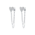 925 Sterling Silver Exquisite Tassel Love Earrings Heart-Shaped Zircon Nickel-Free Chain for Women's Wedding Party Gift
