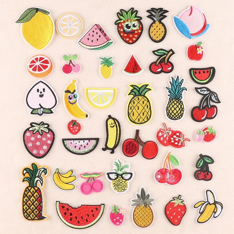 Wholesale Custom Personalization Embroidery Patches Bright Embroidered Fruit Iron on Patches for Kids Clothing DIY