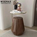 WISEMAX FURNITURE Round Shaped Solid Wood Coffee Table Marble Top Modern Corner Table Living Room Furniture Bed Side Table