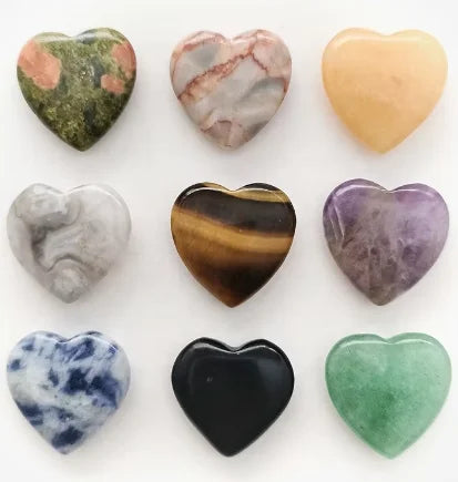 Natural Crystal 20mm No Hole Heart Shape Stone Figurine Semi Precious Gemstone Heart DIY Jewelry Decoration