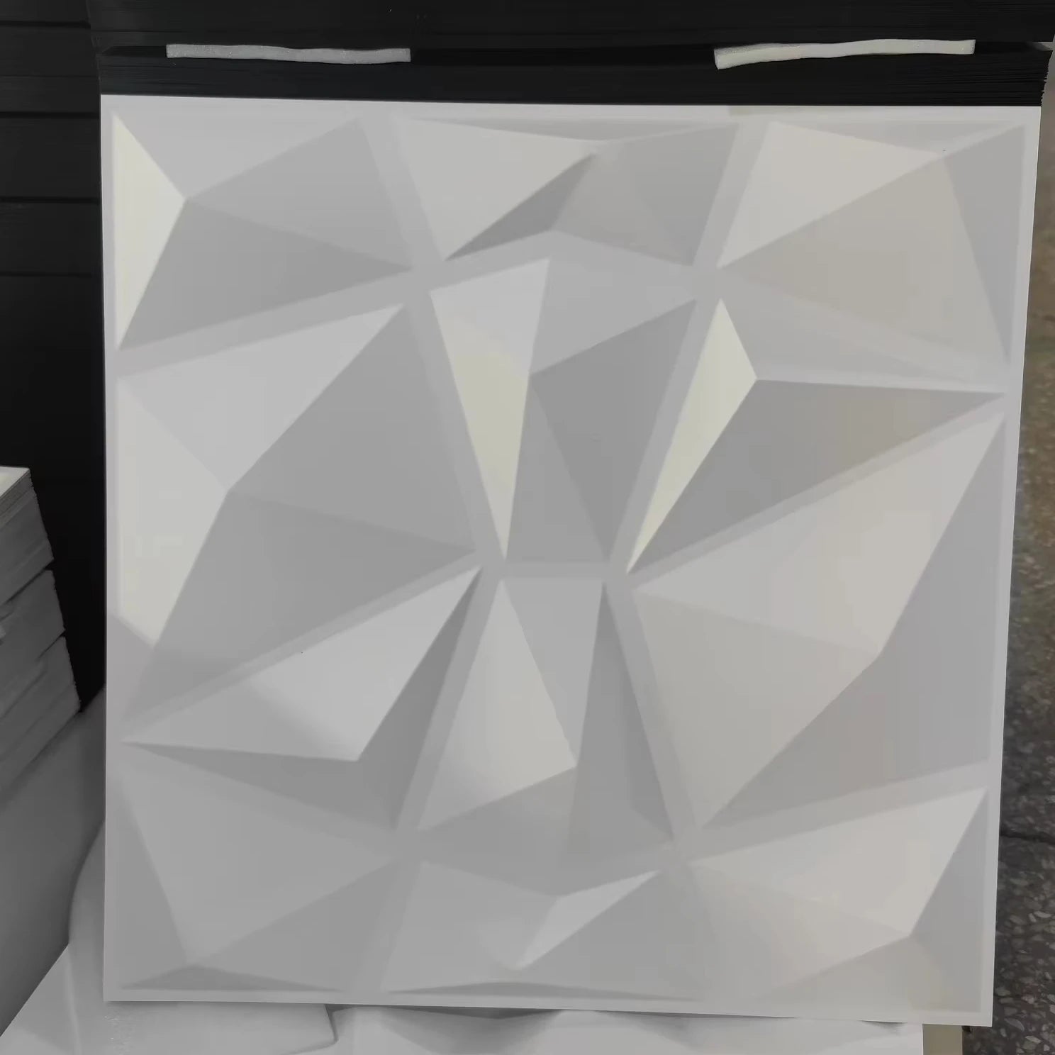 D094 50*50CM Size White Diamond 3d Big Pvc Wall Panels Ceiling  for Interior Exterior Wall Decoration