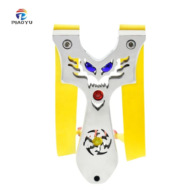 PIAO YU Stainless Steel Powerful Slingshot Blue Eyes outside Hunting Bow with Wire Cutting and Rubber Band
