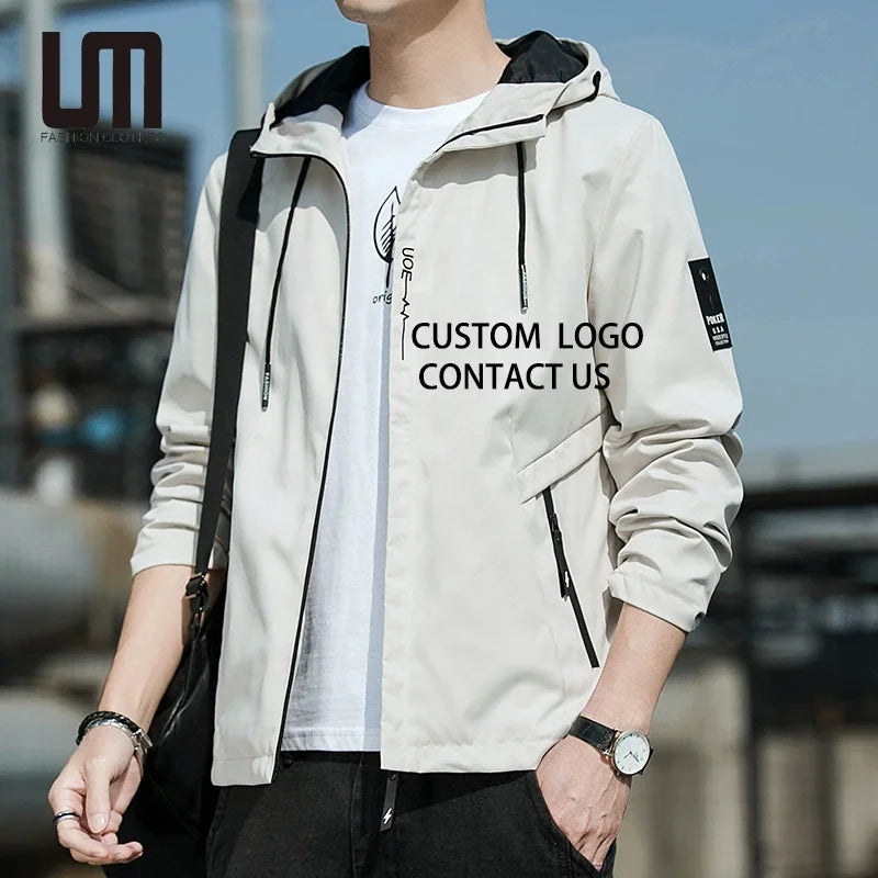 Liu Ming Cheap Wholesale Fashion Spring Autumn Men Casual Hooded Outdoor Outwears Jackets Windbreaker Coats