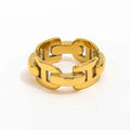 18K PVD High End Stainless Steel Ring with Trendy Link Chain Eternity Inlay Unisex for Parties Women's Jewelry ODM