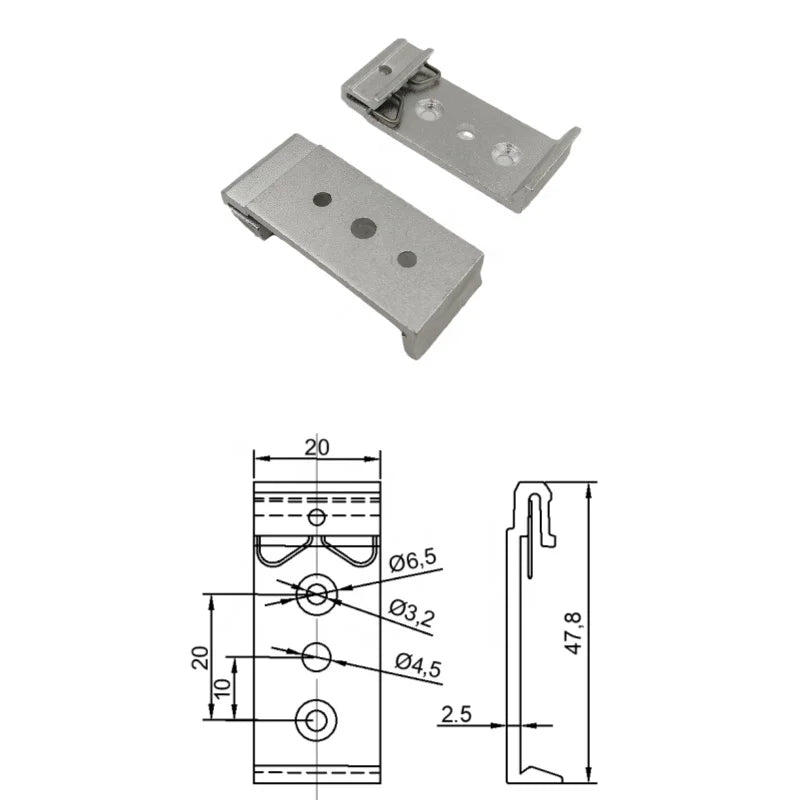 DIN Guide Rail Buckle Aluminum Installation Clip 35mm Guide Rail Fixed Installation Guide Rail Bracket Silver White