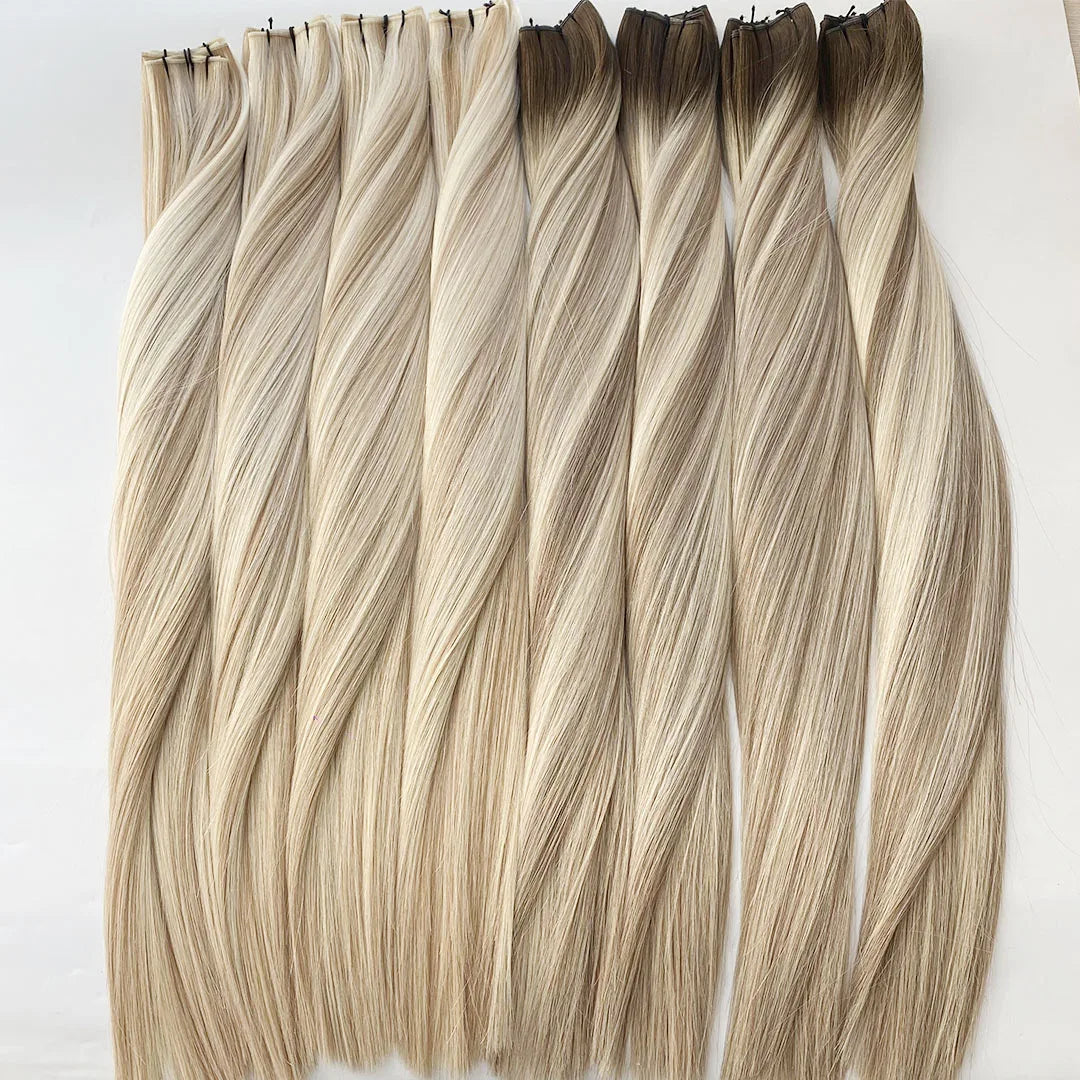 Top Quality Russian Hair Virgin Cuticle Aligned Balayage Color Double Drawn Triple Genius Weft
