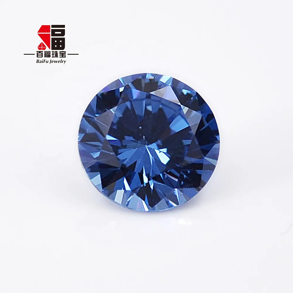 Baifu Sapphire Blue Round Brilliant Cut Cubic Zirconia Loose Stones 1.0-3.0mm 5A CZ Gemstones Wholesale