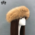 Real Fur Headband Women Handmade Fashion Genuine Raccoon Fur Headwear Fluffy Hair Band for Ladies