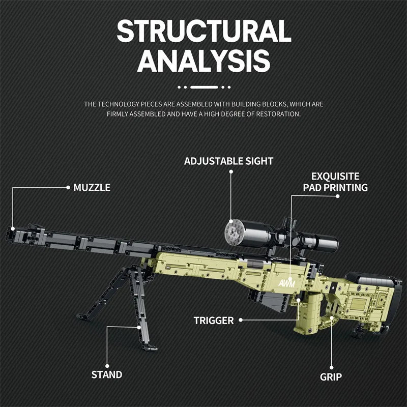 Reobrix 77026 Mechanical Long Range Model Building Blocks Set with Optical Scope and Folding Support