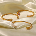 Fashion Wholesale Non Tarnish 18K Gold Plated Stainless Steel Mini Pearl Bracelets Paved Colorful Crystal Cuff Bangle for Women