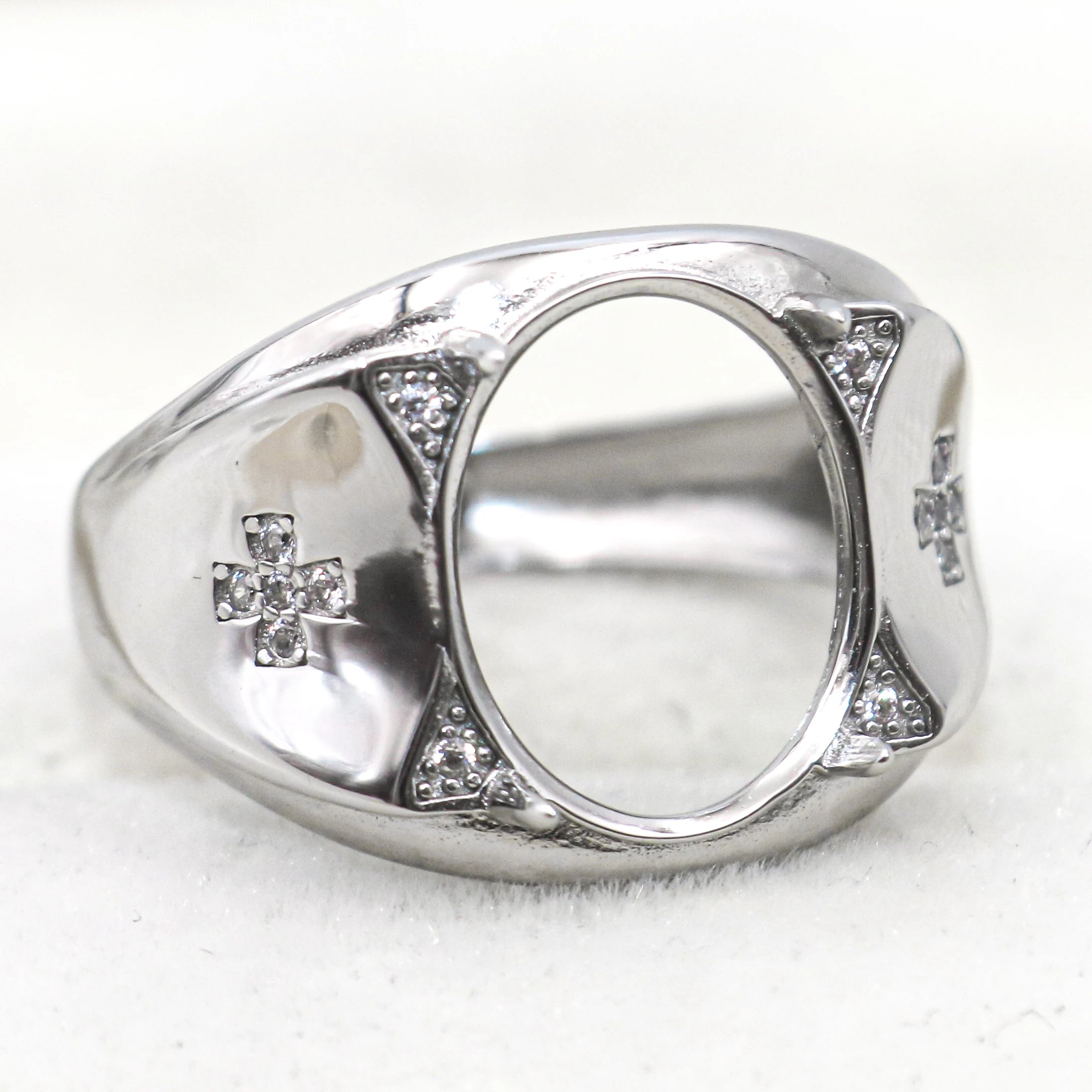 Sterling Silver 11*14mm Semi Mount Men's Ring Frame Empty Blank Claw Setting S925 Base Holder Without Center Stone for DIY Inlay