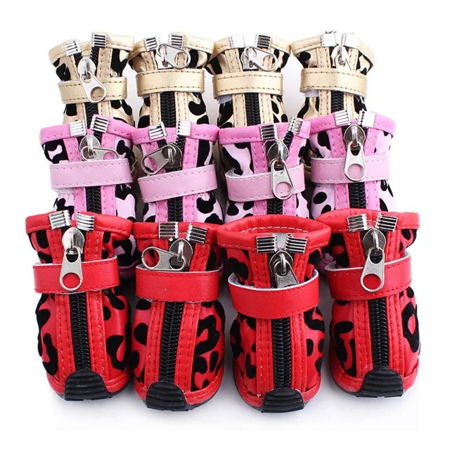 Wholesale Stocked Leopard Skin Printed Pet Dog Shoes
