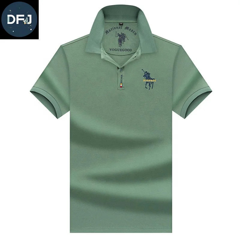 Premium Men's Golf Shirts Customizable Embroidered Cotton Quick Dry Button Front Short Sleeve Knitted Fabric for Work