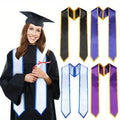2024 Custom Design University Graduation Silk Satin Polyester Material Abroad Embroidery Stole Scarf Graduation Ceremony Gift