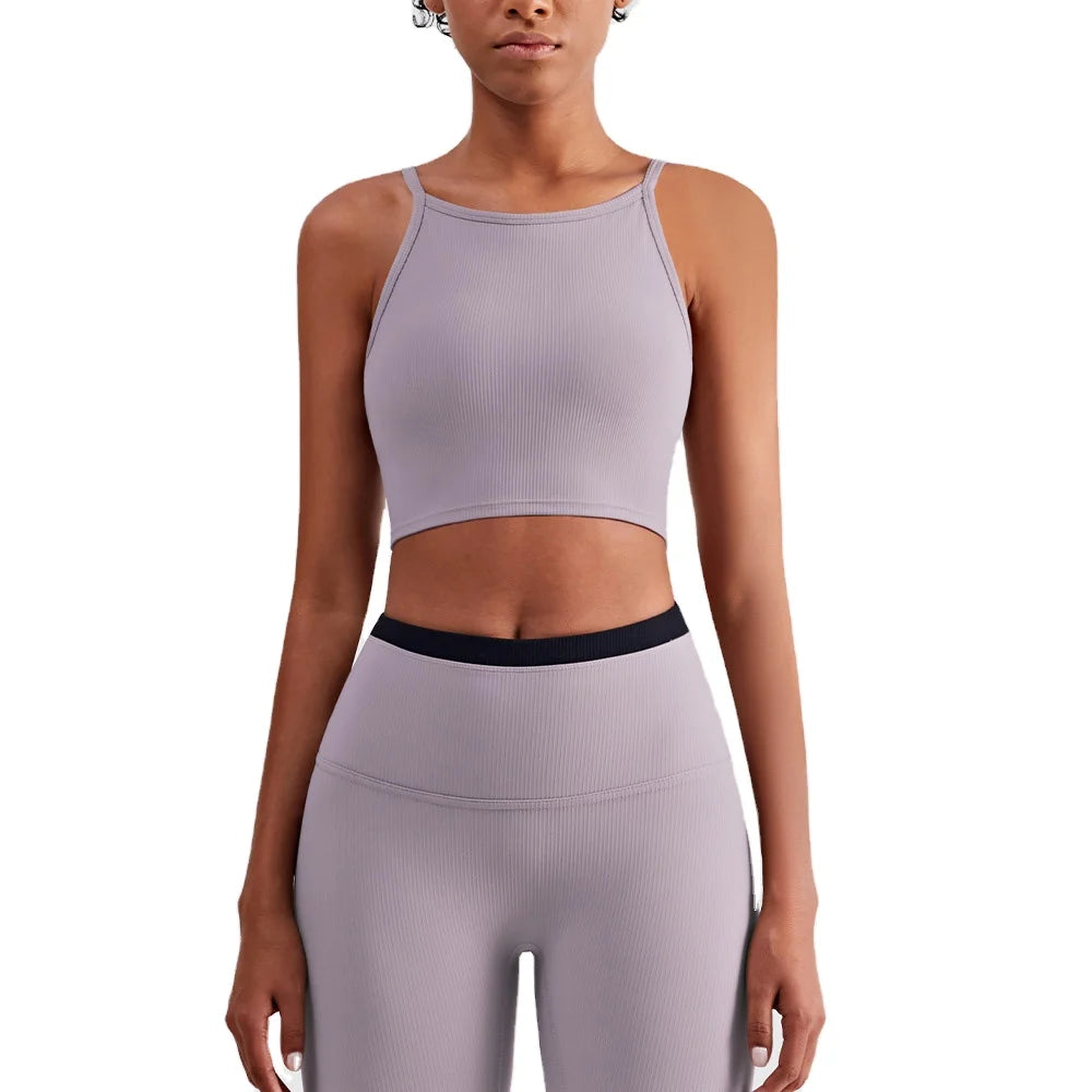 Wholesales Customized New Designs Yoga Bras High Elastic Gym Wear Top Bras Fabric Double Shoulder Straps Yoga Bras