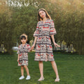 Family Matching Clothes Short Sleeve Maxi Dress Mother and Daughter Dresses Set Outfits Mommy and Me Clothes