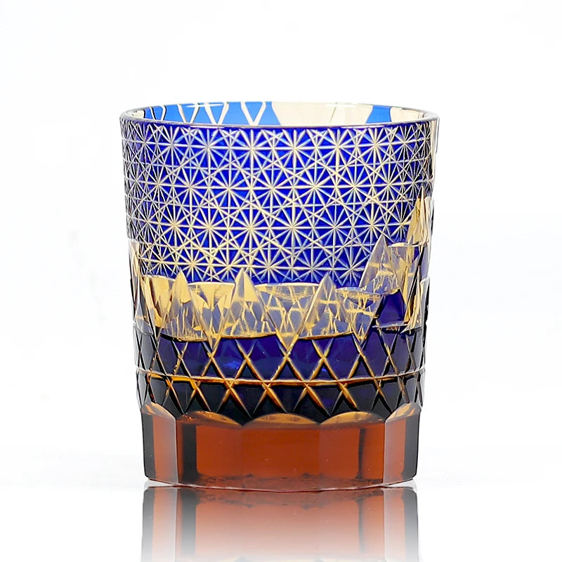 Handmade Hand Cut to Clear Glass Whisky Tumbler Crystal Rock Glass Tumbler 8 oz