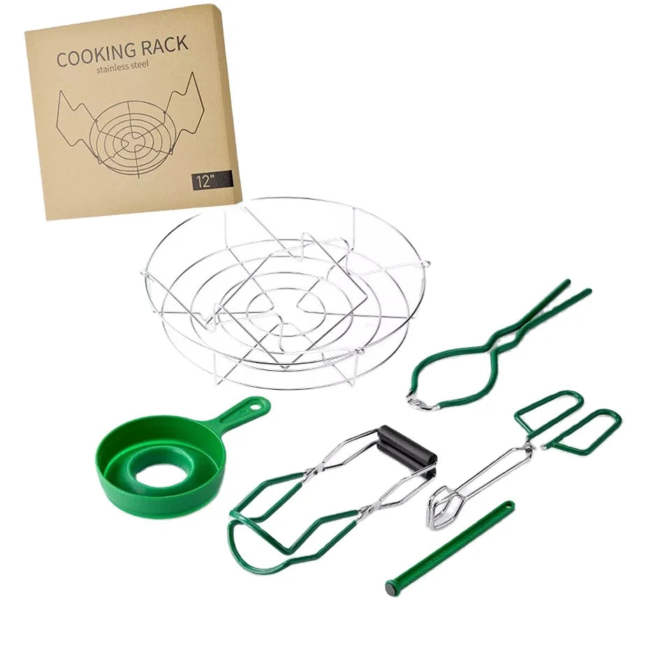 Canning Essentials Boxed 7 Piece Set Canning Kits Stainless Steel Clamp Canning Jar Lifter Tongs With Grip Handle