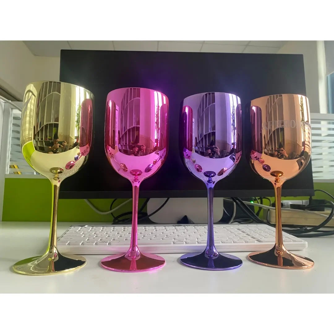 Ice Imperial Champagne Pink Rose Acrylic Goblets Glasses Flutes