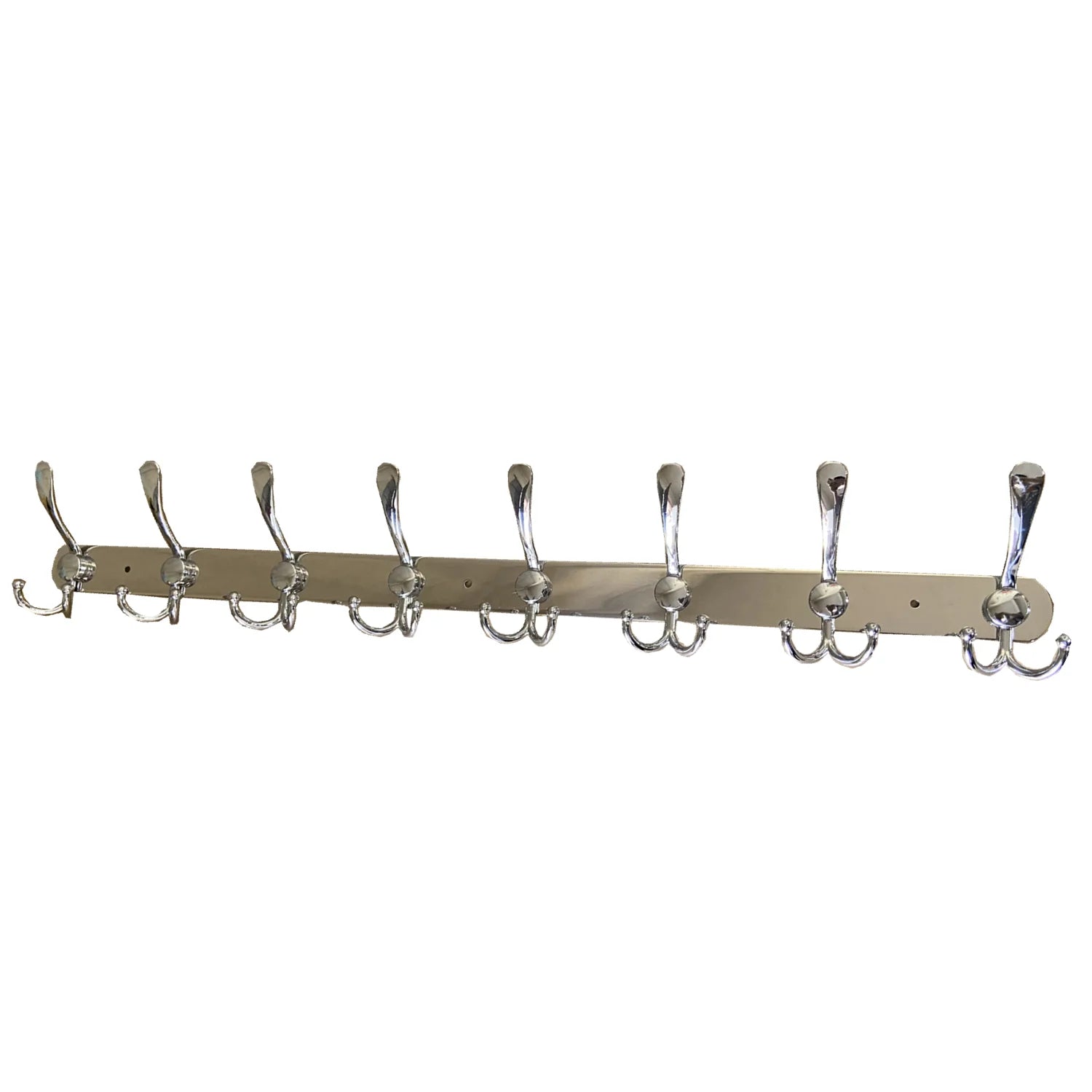 Silver Metal Wall Hooks 8 Tri Hooks Wall Hanger Coat Hook Rail for Coat Hat Towel