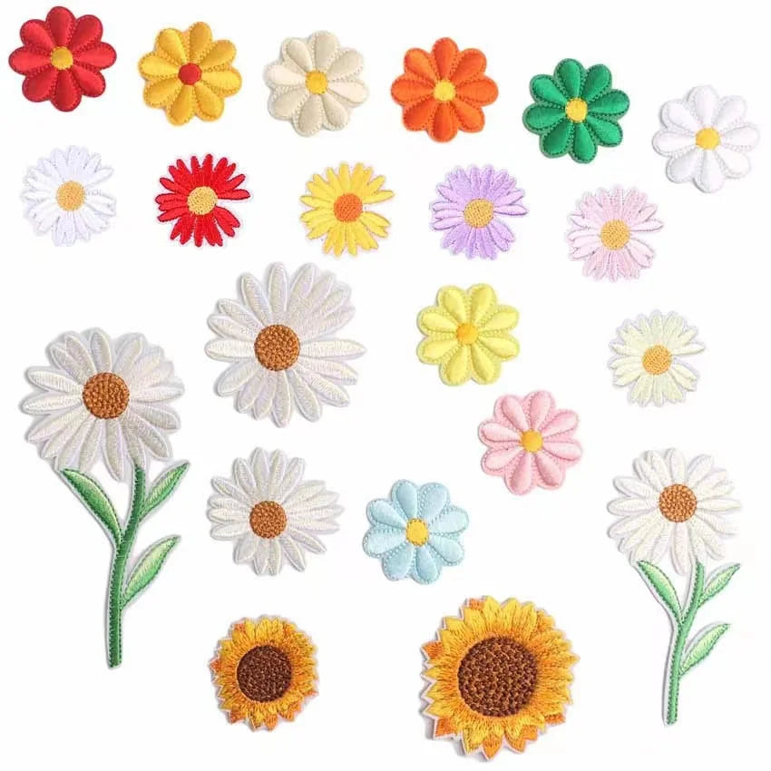 Hot Sale Five Petal Shape Colored Embroidered Flower Patches for Kids Clothes