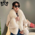 Janefur Atmospheric Socialite Style Thick Down Coat with Premium Fox Fur Trim Ladies White Puffer Coat with Real Fur
