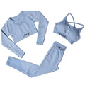 Seamless Yoga Set Fitness Sports 3 Piece Gym Clothing Women Workout Sets Yoga Top and Sportswear Suit