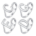Personalized Alphabet 925 Sterling Silver Initial Letter Plain Rings for Women