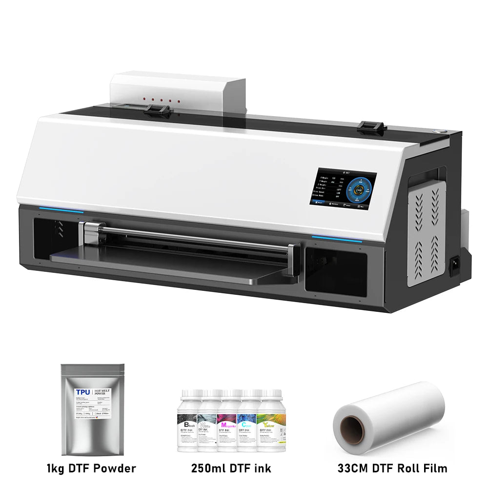 Europe Warehouse A3 DTF Printer 33CM Roll Film Auto Head Cleaning for Custom T Shirt Printing Home Business Small Order Garment