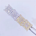 Wholesale Women Fine Jewelry Hiphop Square Shape Screw Back Real Round Cut Moissanite Earrings Men