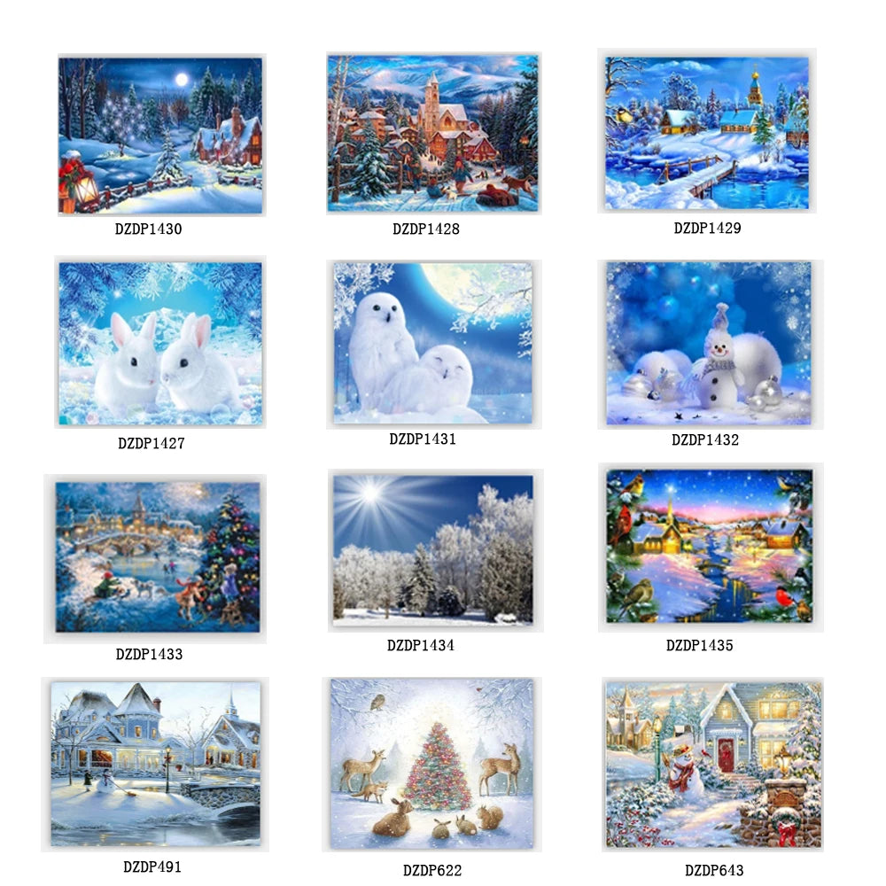 Chenistory Short Lint Canvas Snow Scenery 5D Diamond Paintings Diy Embroidery Cross Stitch Diamond Painting Full Drill