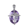 Delicate Rhodium Plated 925 Sterling Silver Natural Amethyst Butterfly Pendant Fine Jewelry Charm for Women Gift