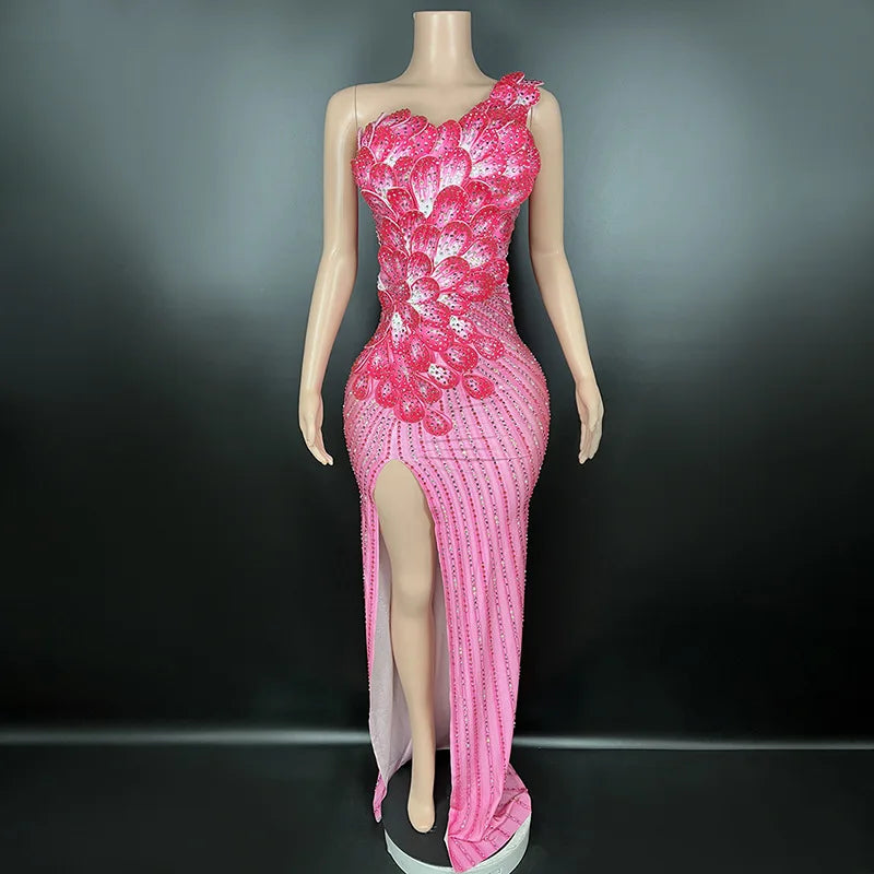Long Lace Fashion New Style Dress Opaque Temperament Stage Costume Petal Decorative Dress Maxi Dress