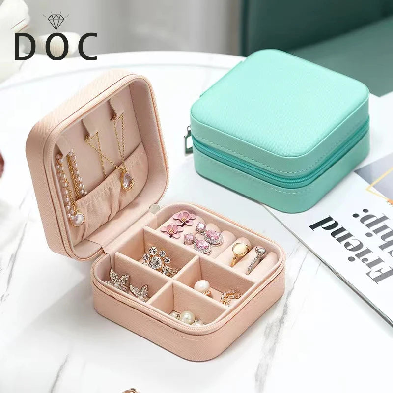 DOC Factory New Jewelry Display Box PU Leather Ring  Packaging Bag Travel Carry Small Boxs Accept Custom LOGO