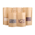 Factory Wholesale General Food Dried Fruit Packaging Bags Clear Window Kraft Paper Stand up Pouch With Zipper