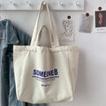 Large Capacity Custom Design Fashion Letter Pattern Canvas Shoulder Tote Shopping Bag for Promotional Use