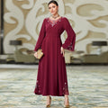 Latest Wholesale Islamic Clothing Modest Dubai Luxurious Solid Color Crystal Robe Muslim Women Girl Dress With Lace Abaya 2023