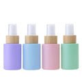 In Stock30ml 1oz Macaron Color Flat Shoulder Glass Spray Perfume Lotion  Bottle With Real Bamboo Top