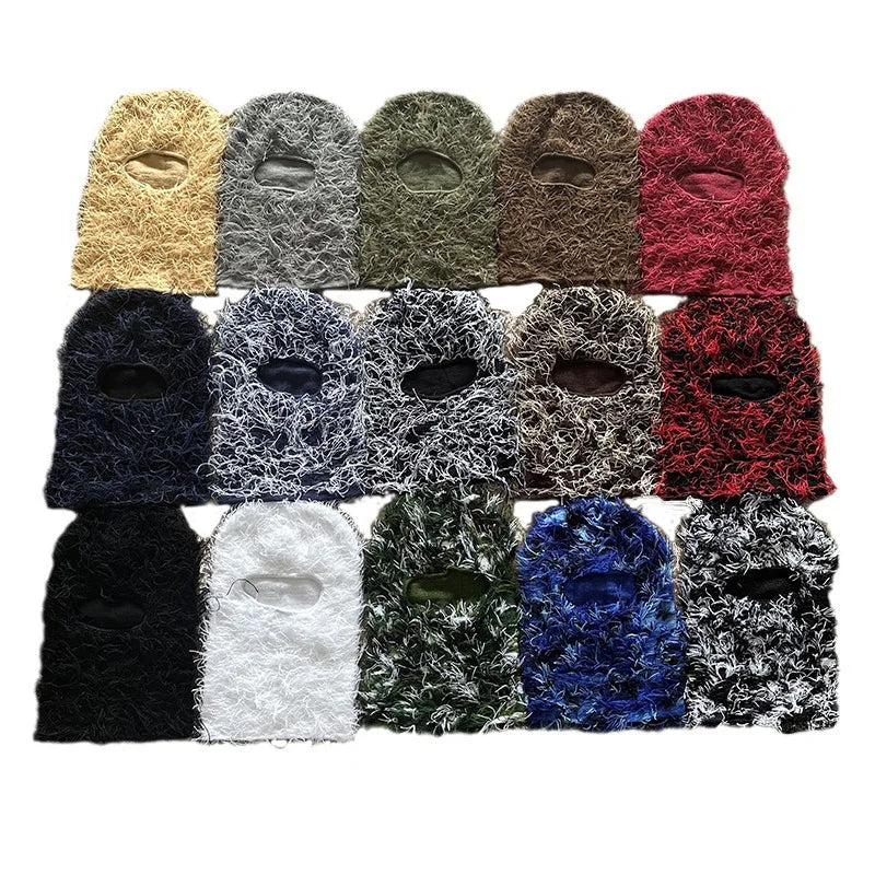 New One Hole Grassy Cagoule Knit Full Face Mask Fashion Fuzzy Designer Ski Mask Balaclava Distressed Balaclava Custom