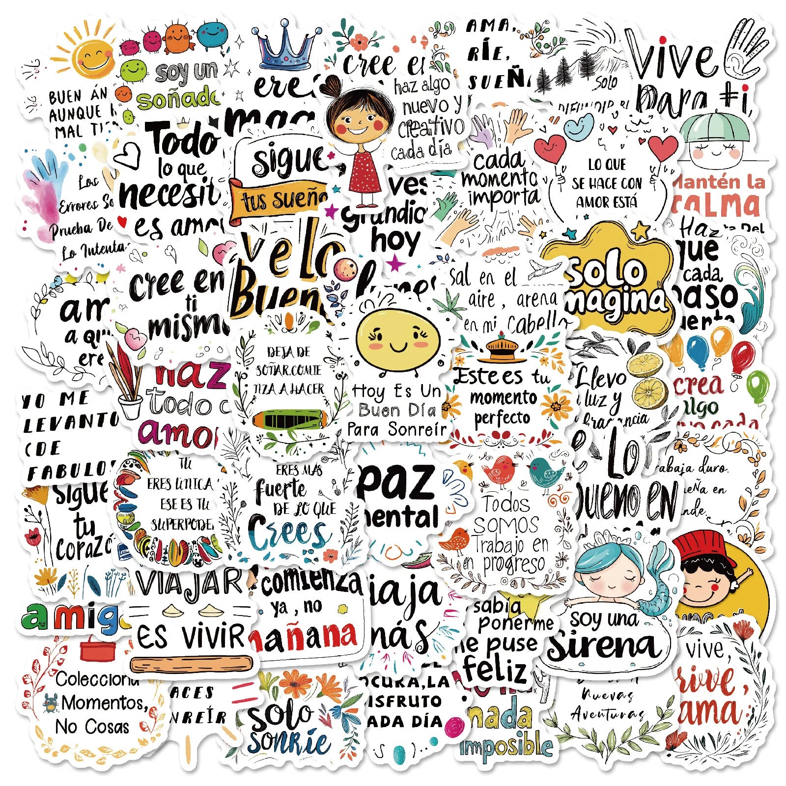 50PCS Spanish encourage quote Spain positive sticker