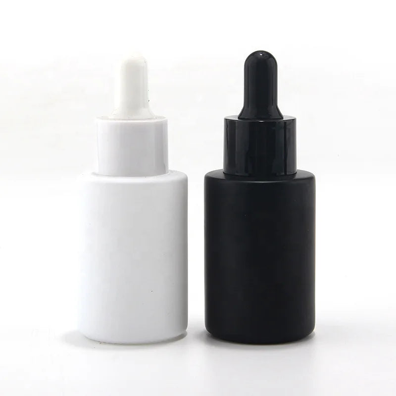 Frosted Small Essence Oil Glass Dropper Bottle for Skin Care Serum Oil 30ml China Wholesale Price Black White Cosmetic Container