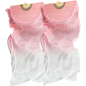 Wholesale Women's 1 Pair (Left+right) Silk Belly Dance Performance Long Folding Fans Length 180cm*90cm Silk Veil
