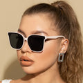 UNOC Latest Retro Simple Sun Glasses Custom Large PC Sunglasses for Men Women Beige Green Trendy Decorative Travel Accessories
