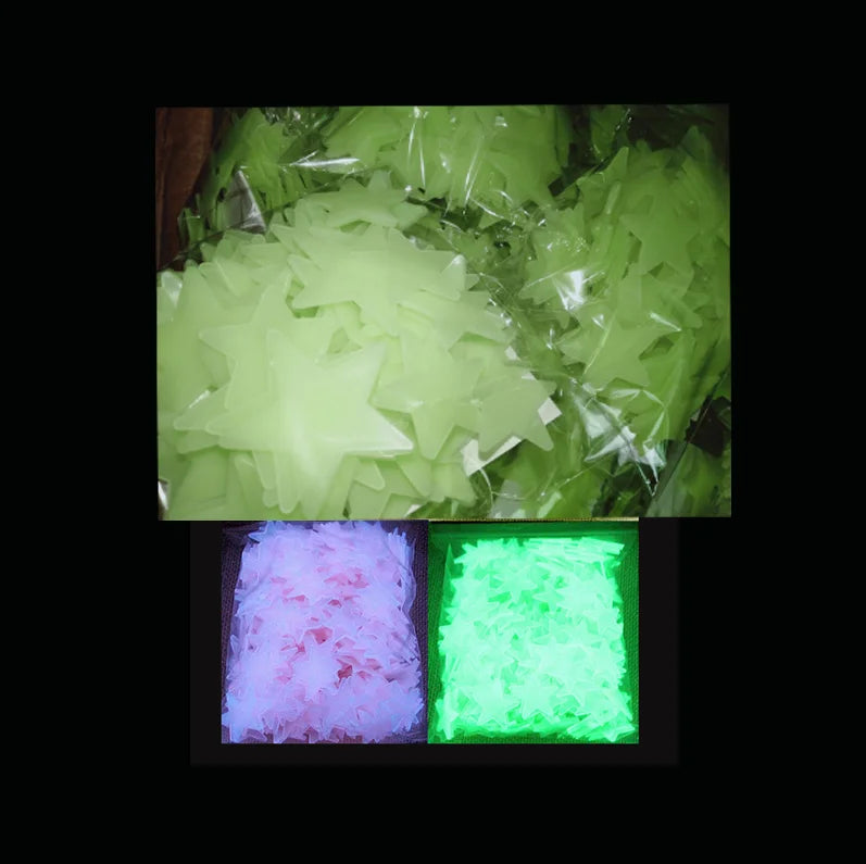 100pcs/bag 3cm Portable Glow in the Dark Toys Luminous Star Bedroom Sofa Fluorescent PVC Stickers for Kids Room Wall Decorations