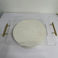 Eco-Friendly Clear Acrylic Serving Tray Silver Metal Handles for Organizing Coffee Tea Cosmetics Living Room Bathroom Bedroom