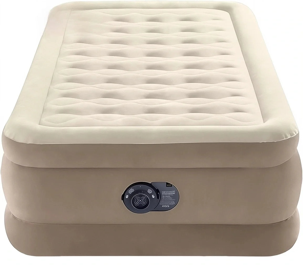 2025 NEW LA Single Inflatable Mattress with Built-in Pump - Flocked Easy to Inflatable Waterproof Portable Inflatable Bed
